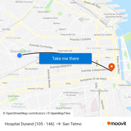 Hospital Durand (105 - 146) to San Telmo map