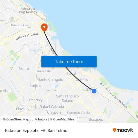 Estación Ezpeleta to San Telmo map