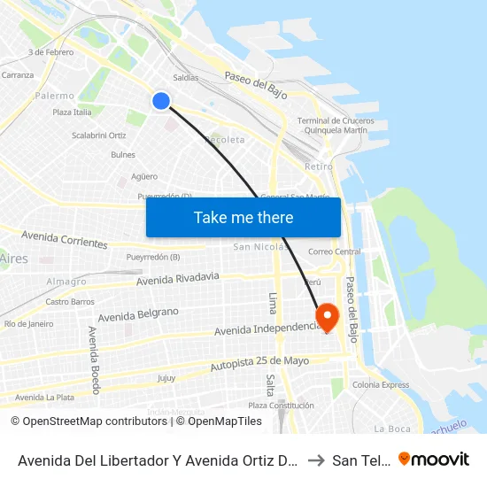 Avenida Del Libertador Y Avenida Ortiz De Ocampo to San Telmo map