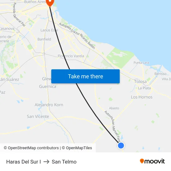 Haras Del Sur I to San Telmo map