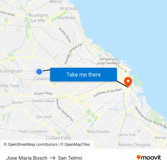 Jose Maria Bosch to San Telmo map