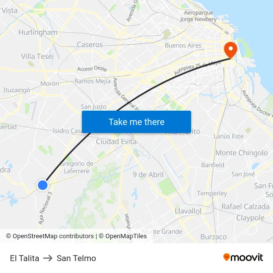 El Talita to San Telmo map
