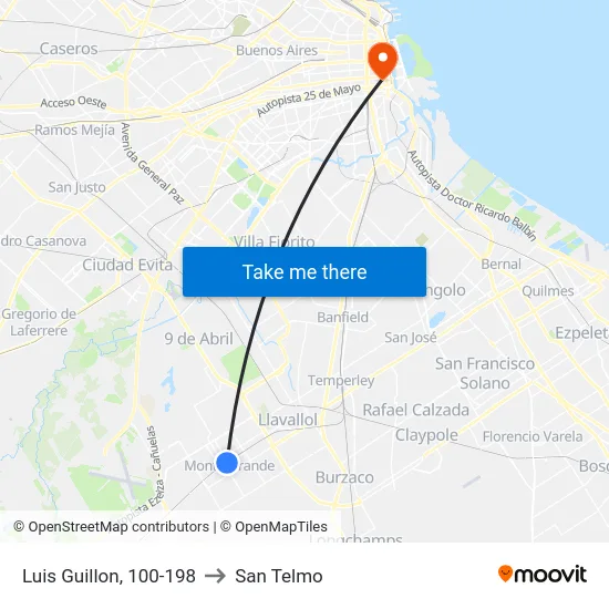 Luis Guillon, 100-198 to San Telmo map