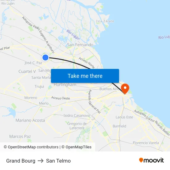Grand Bourg to San Telmo map