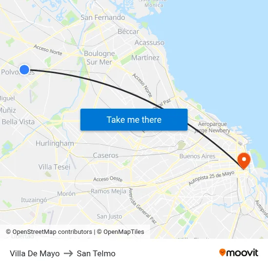 Villa De Mayo to San Telmo map