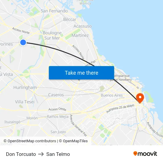 Don Torcuato to San Telmo map