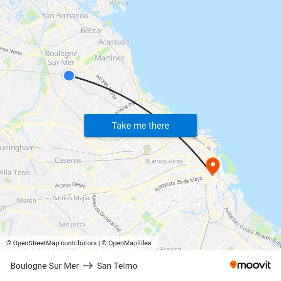 Boulogne Sur Mer to San Telmo map