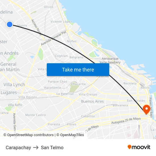 Carapachay to San Telmo map