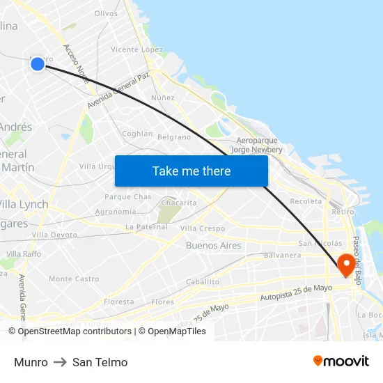 Munro to San Telmo map