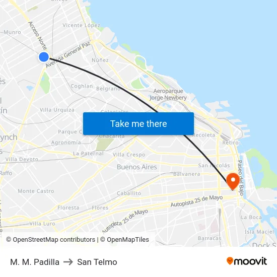 M. M. Padilla to San Telmo map