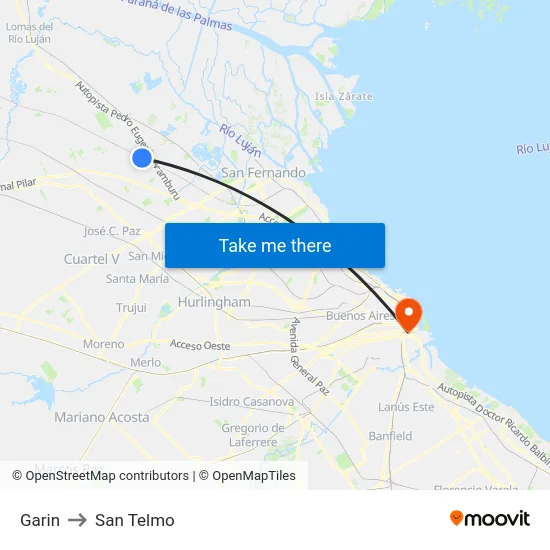 Garin to San Telmo map