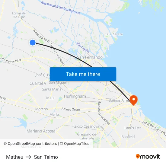 Matheu to San Telmo map