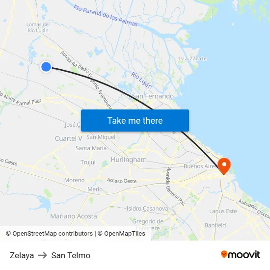 Zelaya to San Telmo map