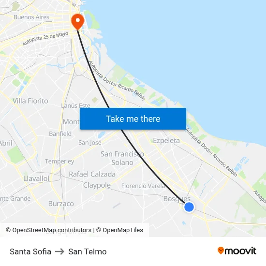 Santa Sofia to San Telmo map