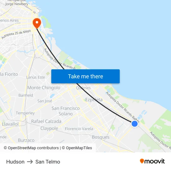 Hudson to San Telmo map