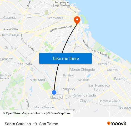 Santa Catalina to San Telmo map