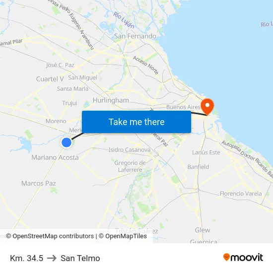 Km. 34.5 to San Telmo map