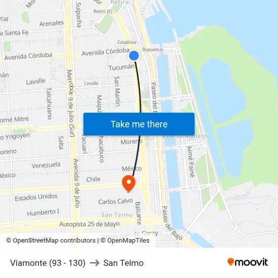 Viamonte (93 - 130) to San Telmo map