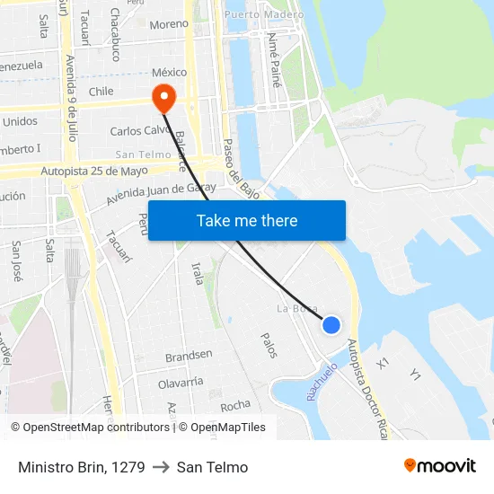 Ministro Brin, 1279 to San Telmo map