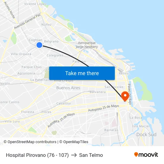 Hospital Pirovano (76 - 107) to San Telmo map