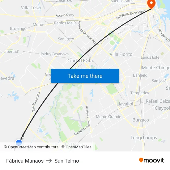 Fábrica Manaos to San Telmo map