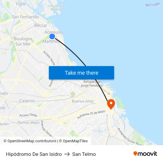 Hipódromo De San Isidro to San Telmo map