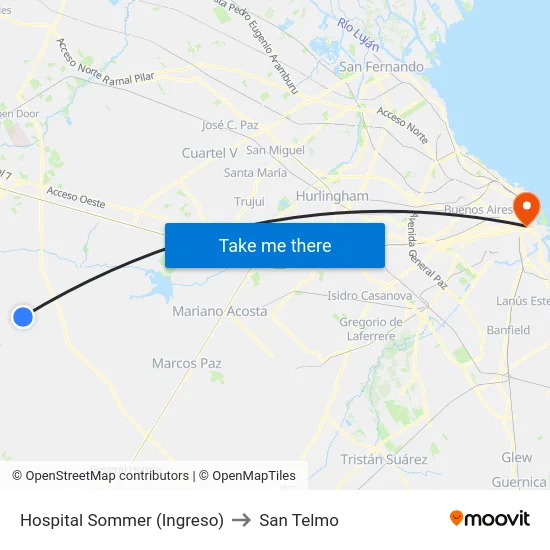 Hospital Sommer (Ingreso) to San Telmo map