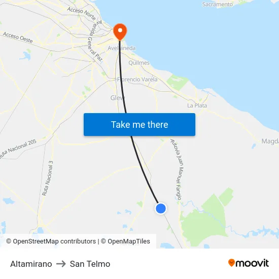 Altamirano to San Telmo map