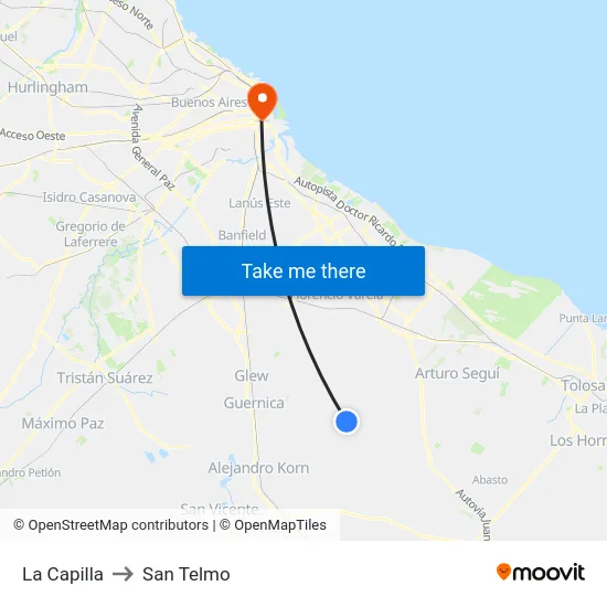 La Capilla to San Telmo map