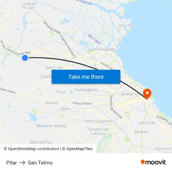 Pilar to San Telmo map