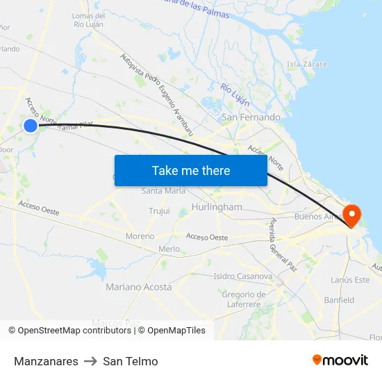 Manzanares to San Telmo map