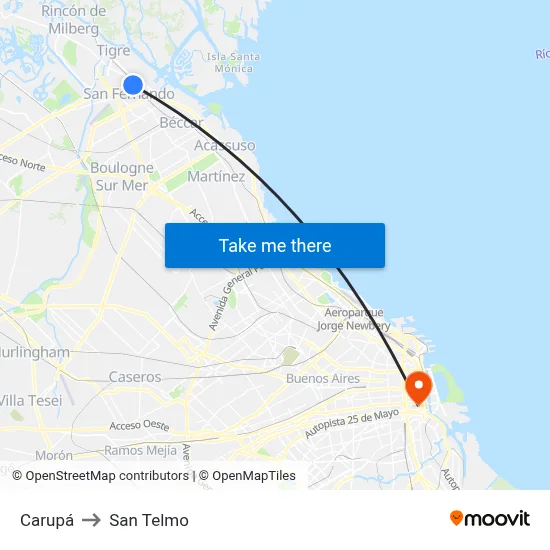 Carupá to San Telmo map