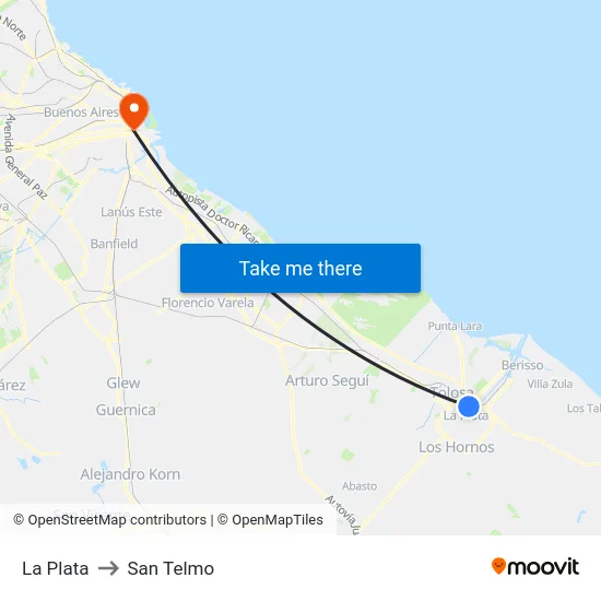 La Plata to San Telmo map