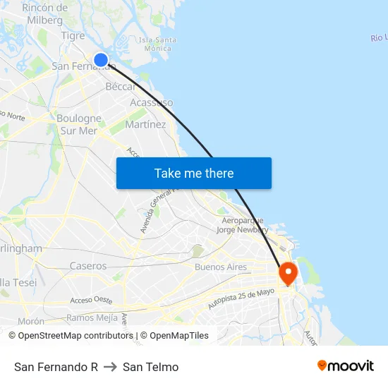 San Fernando R to San Telmo map