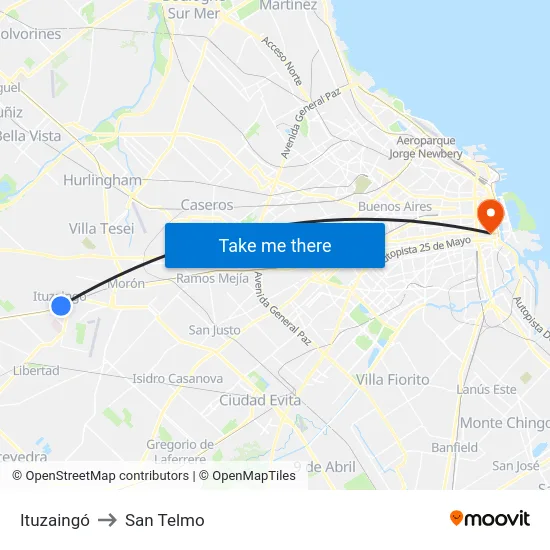 Ituzaingó to San Telmo map
