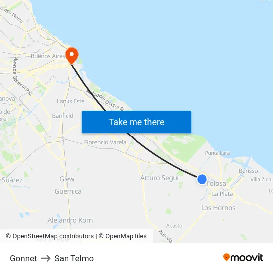 Gonnet to San Telmo map