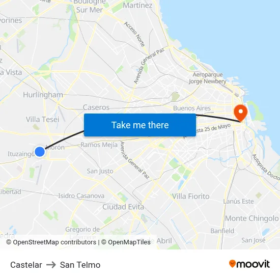 Castelar to San Telmo map