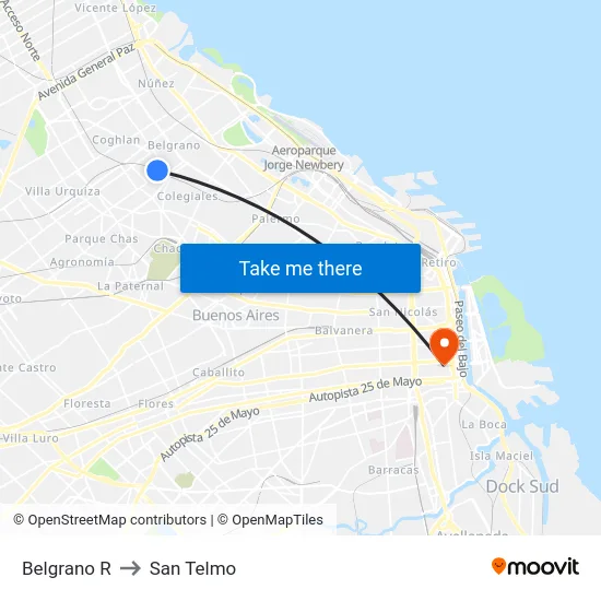 Belgrano R to San Telmo map