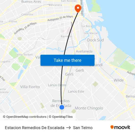 Estacion Remedios De Escalada to San Telmo map