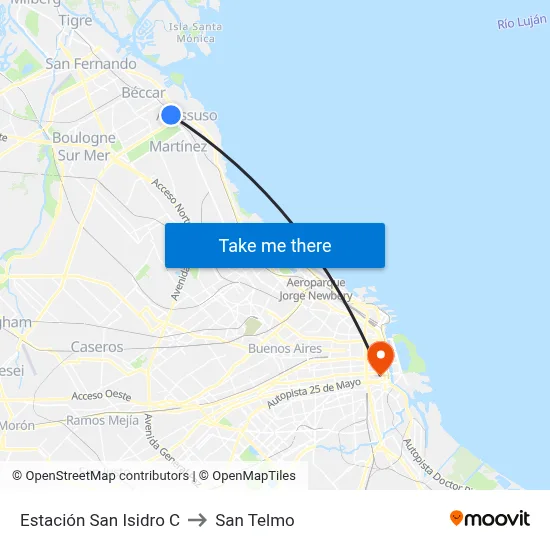 Estación San Isidro C to San Telmo map