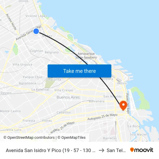 Avenida San Isidro Y Pico (19 - 57 - 130 - 194) to San Telmo map