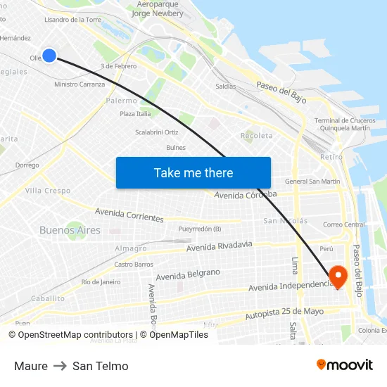 Maure to San Telmo map