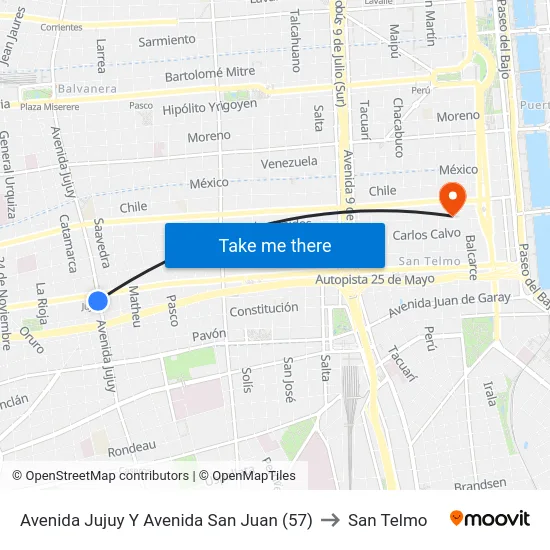 Avenida Jujuy Y Avenida San Juan (57) to San Telmo map