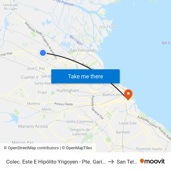 Colec. Este E Hipólito Yrigoyen - Pte. Garín / Alberti to San Telmo map