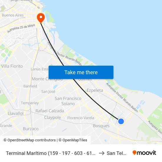 Terminal Marítimo (159 - 197 - 603 - 619) to San Telmo map