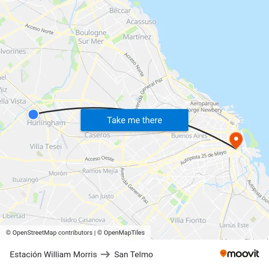 Estación William Morris to San Telmo map