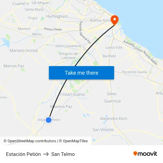 Estación Petión to San Telmo map