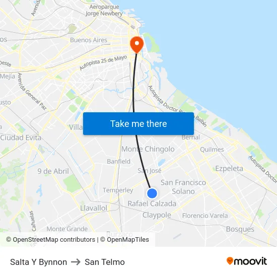 Salta Y Bynnon to San Telmo map
