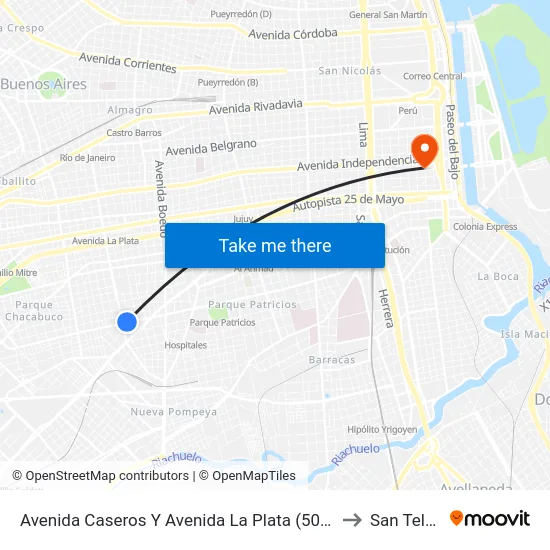 Avenida Caseros Y Avenida La Plata (50 - 101) to San Telmo map