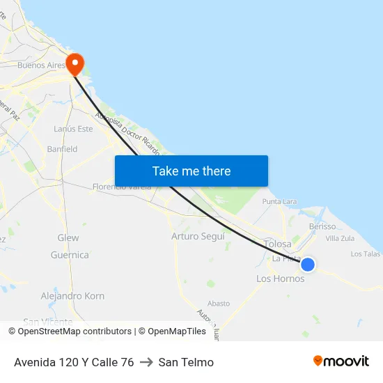 Avenida 120 Y Calle 76 to San Telmo map